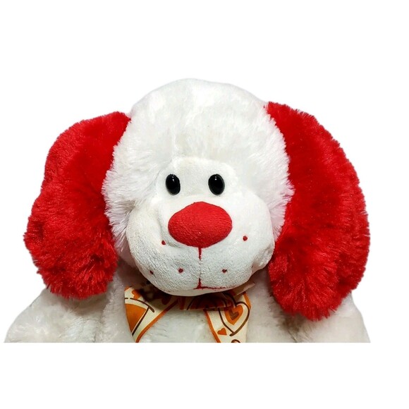 Dan Dee 15" Plush Dog 2010 – White Fur, Red Ears & Nose, Fall Bowtie – Collector - Picture 2 of 11